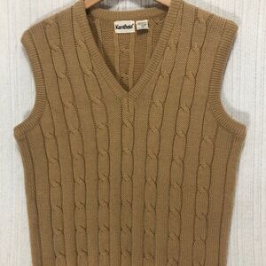Kentfield‎ Mens Vest Cable Knit Acrylic Sleeveless Sweater Classic Preppy